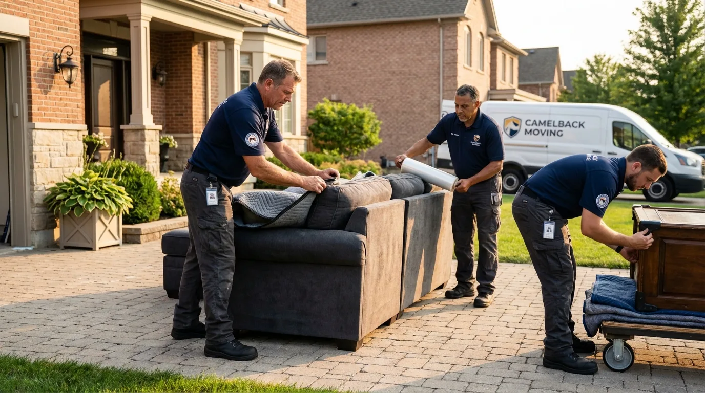 Large estate moving crew wrapping furniture in Austin, AR